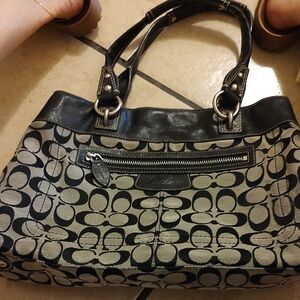 Coach Signature Jacquard Tote Bag in Tan and Black